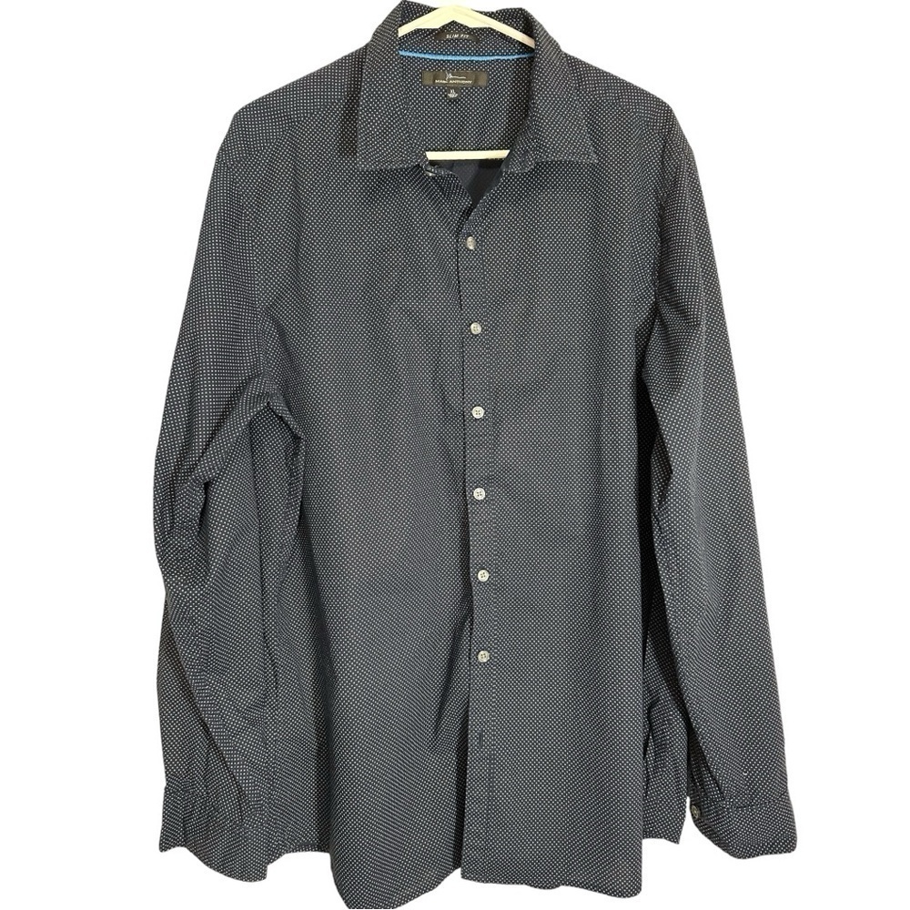 🌸Marc Anthony Slim Fit Non Iron Stretch Dress Shirt- Blue Pokadot- Size XL